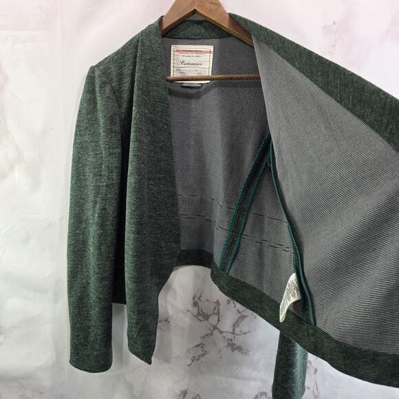 Anthropologie Blazer Women Small Dark Green Open Jacket Cartonnier Unstructured - Picture 9 of 13